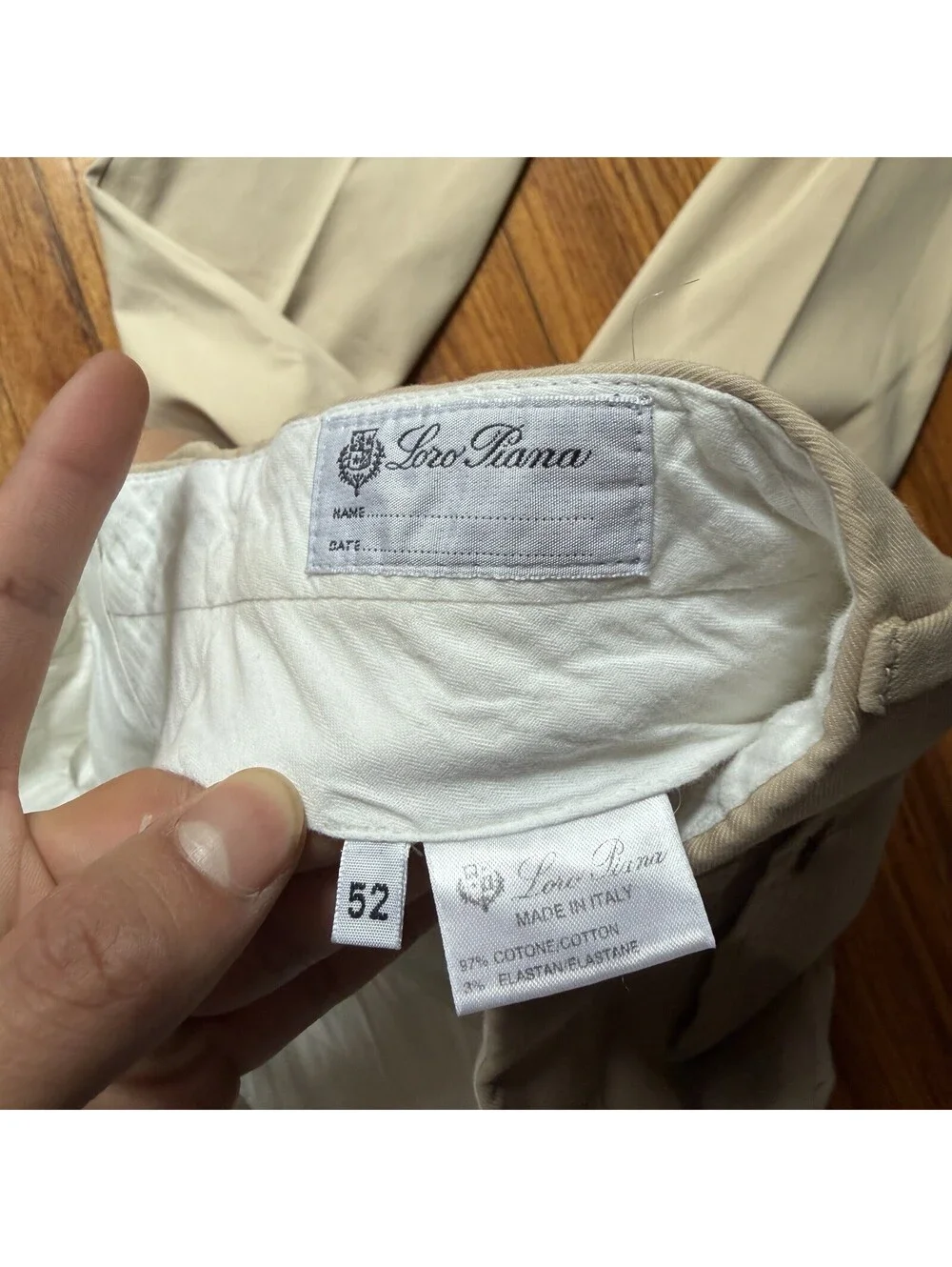 Loro Piana Mens Cotton Stretch Trousers KhakiMade in Italy Size 52 30x30